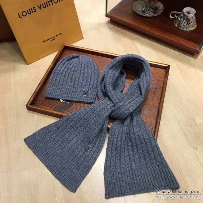路易威登LV 秋冬新款 原單羊毛帽子圍巾套裝 情侶款 男女同款 LLWJ6199